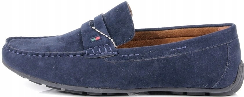 MĘSKIE MOKASYNY WSUWANE OBUWIE PÓŁBUTY GRANATOWE ZAMSZOWE Rozmiar 45