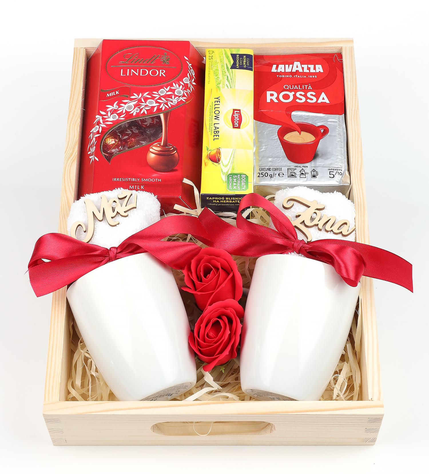 Levně Dárková Sada Hrnky Sladkosti Káva Čaj Podnos