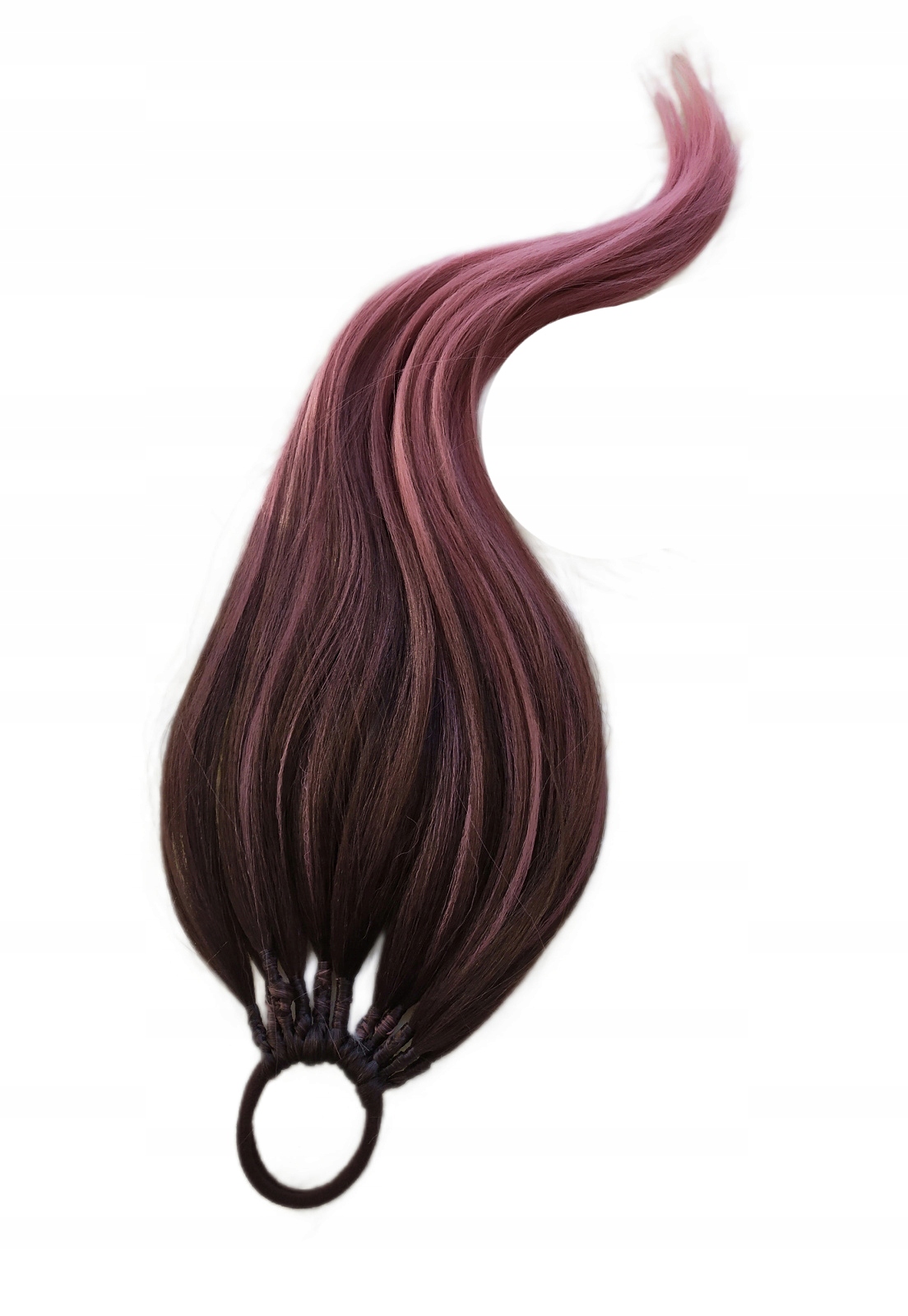 Připínací poník na gumičce, Příčesek, hnědý růžový ombre, Panna Růžová, 70 cm