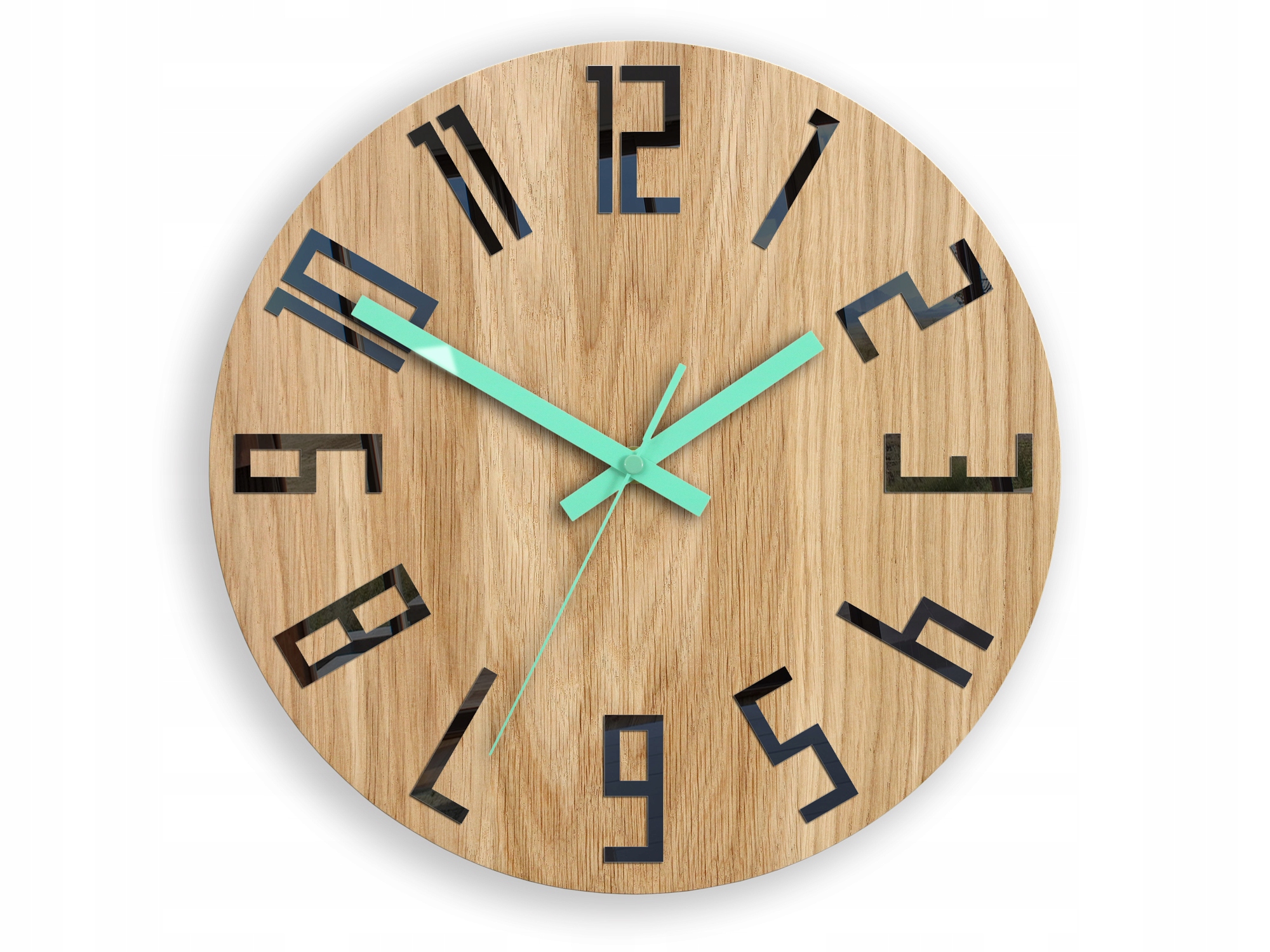 Moderní dřevěný nástěnný hodinový stroj s velkými číslicemi Kulatý Tichý loft