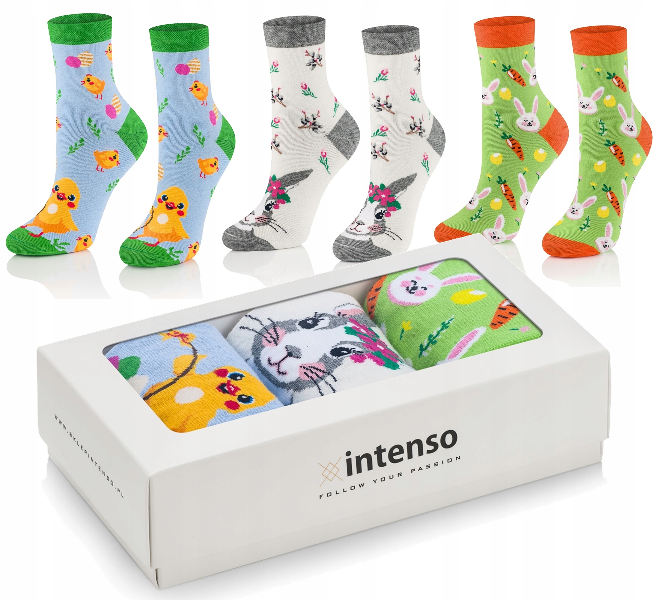 SKARPETKI DAMSKIE WIELKANOCNE 3-PAK PREZENT 35-37