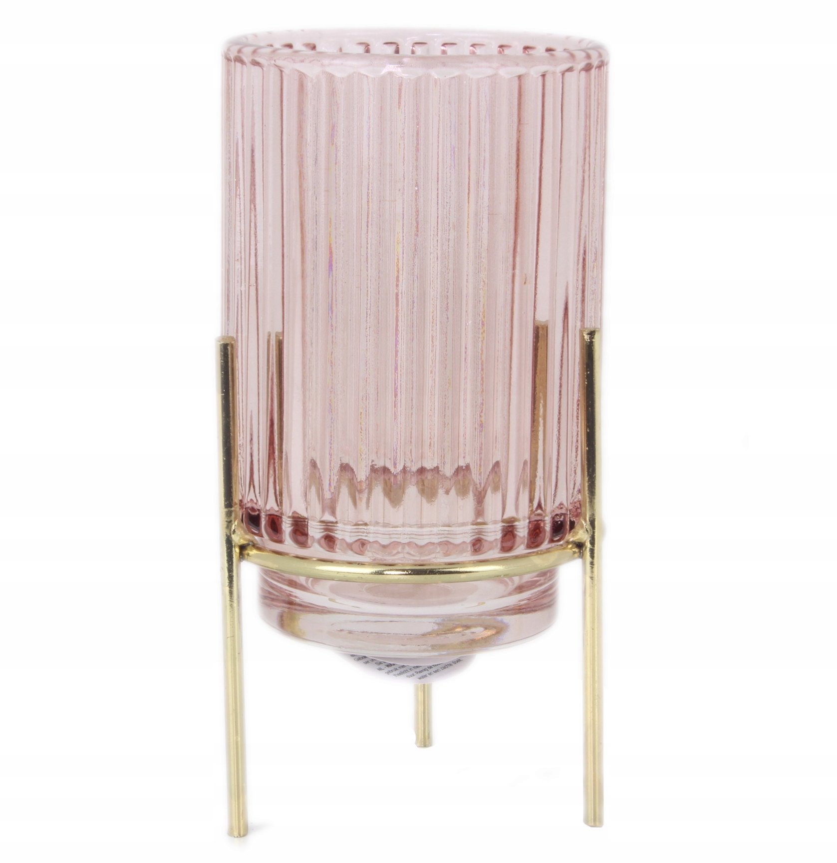 ŚWIECZNIK ŚWIĄTECZNY GLAMOUR Stripe Velvet Pink