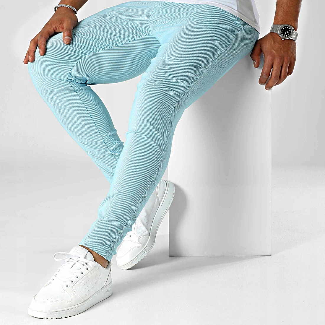 Pánské kalhoty Casual Chinosy Slim Fit žebrované