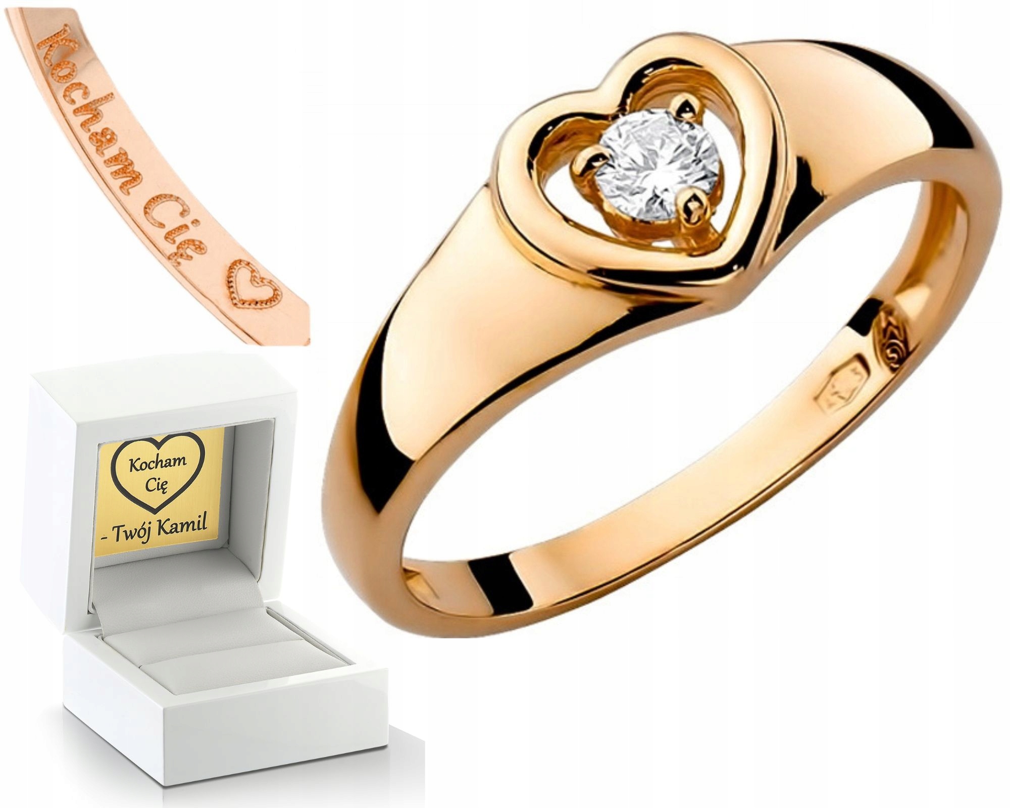 Prstýnek Z Růžového Zlata S Briliantem Srdce 585