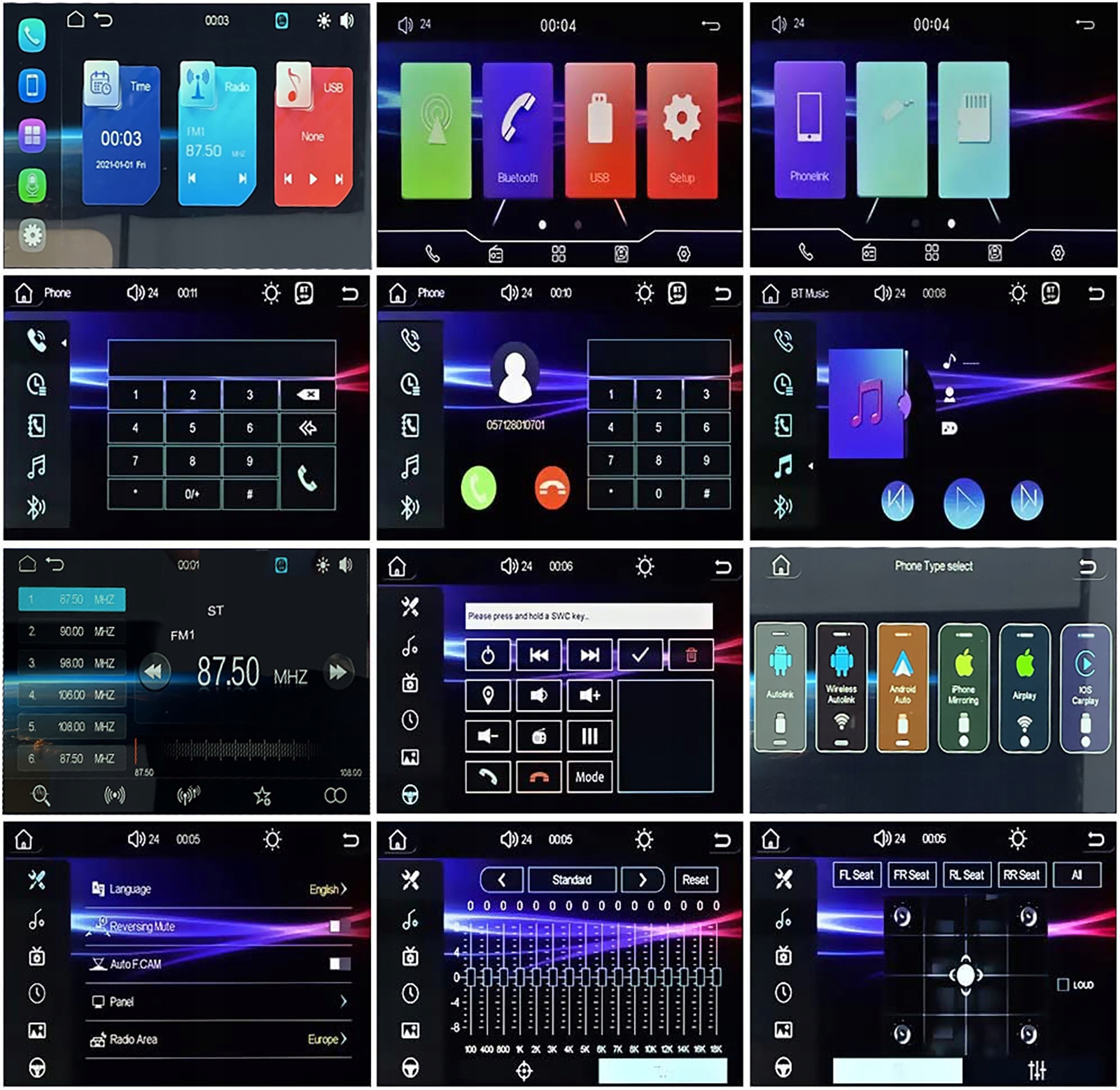 Autorádio 1 Din 10,4" Wireless Apple CarPlay/Android Auto