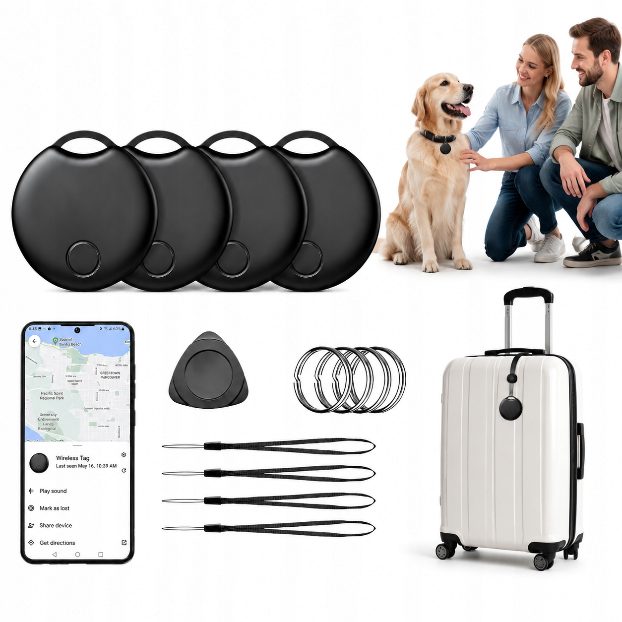Inteligentny lokalizator Bluetooth 4 szt. akcesoria