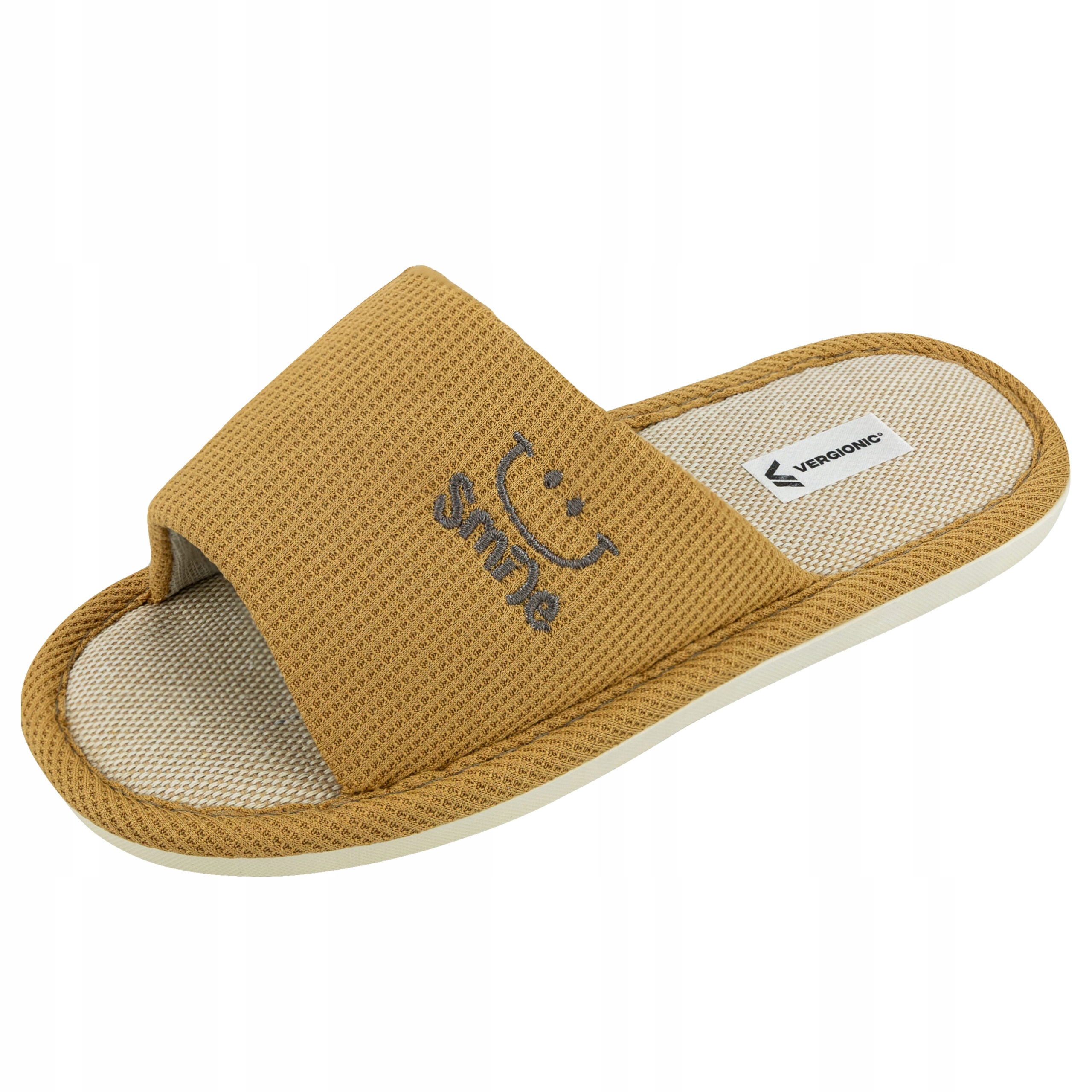 KAPCIE DOMOWE KLAPKI DAMSKIE PANTOFLE NADRUK CIAPY Odcień karmelowy