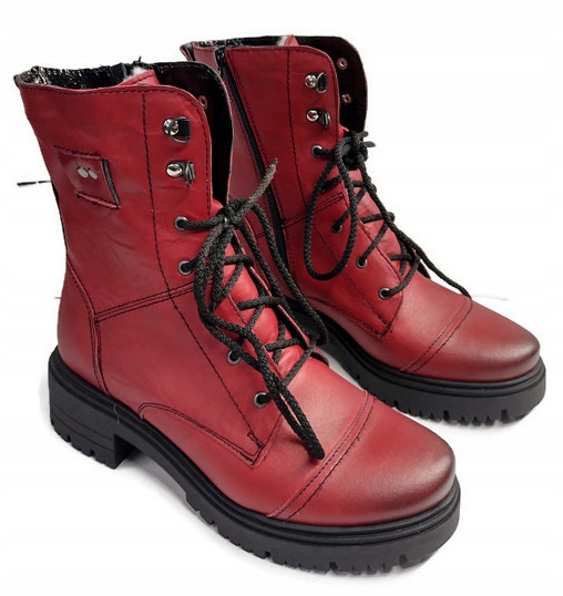 K-3285 SZNUROWANE OFICERKI GLANY TRZEWIKI SKÓRA NATURALNA PRODUKT POLSKI 39 Rodzaj obcasa płaski obcas