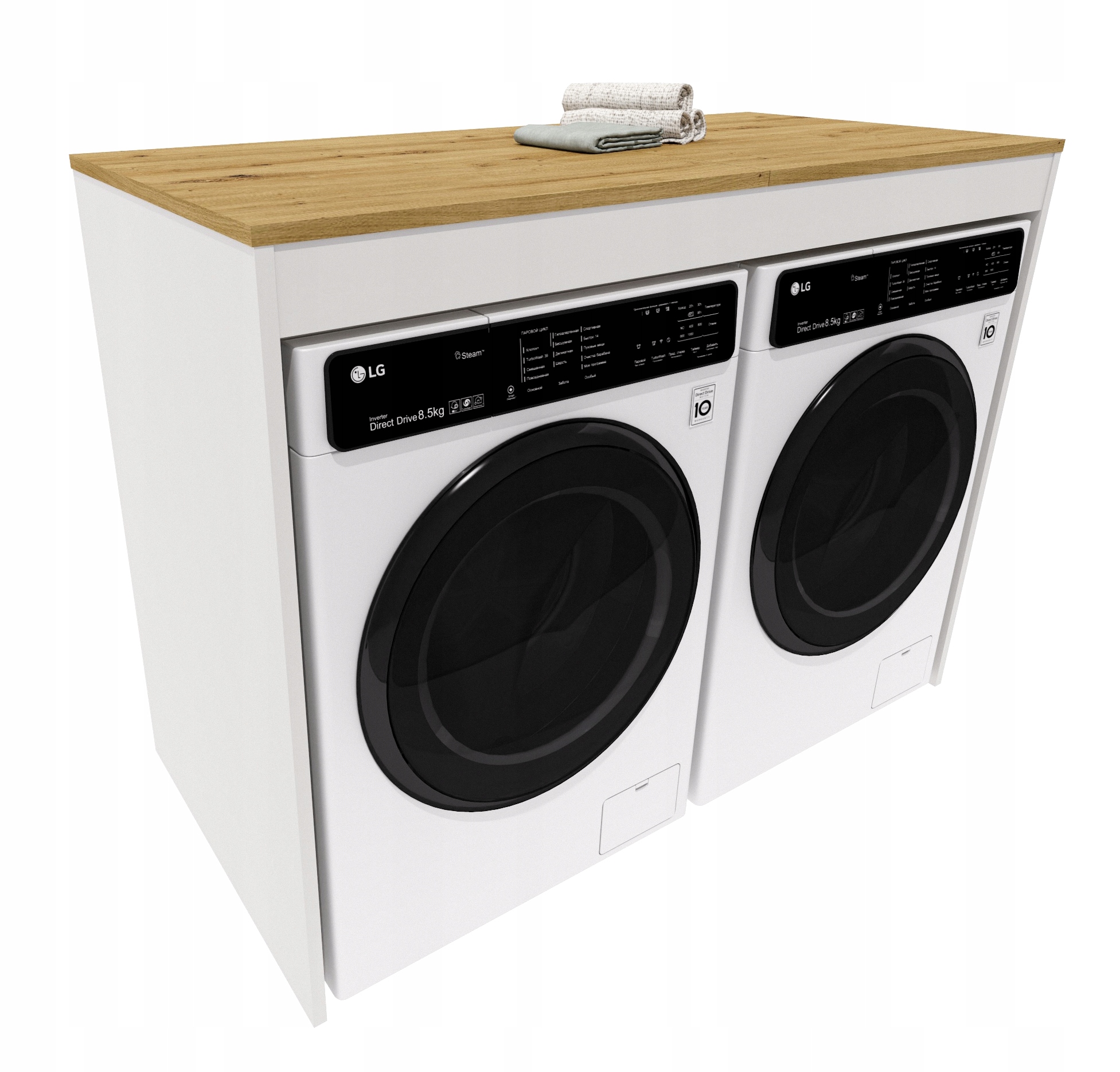 Skříňka na pračku a sušičku Levelo 97x128,4x60,8 Bílá pracovní deska Artisan