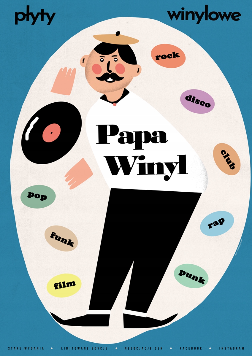 

Papa Winyl Plakat Na Sciane Do Salonu Muzyka Retro