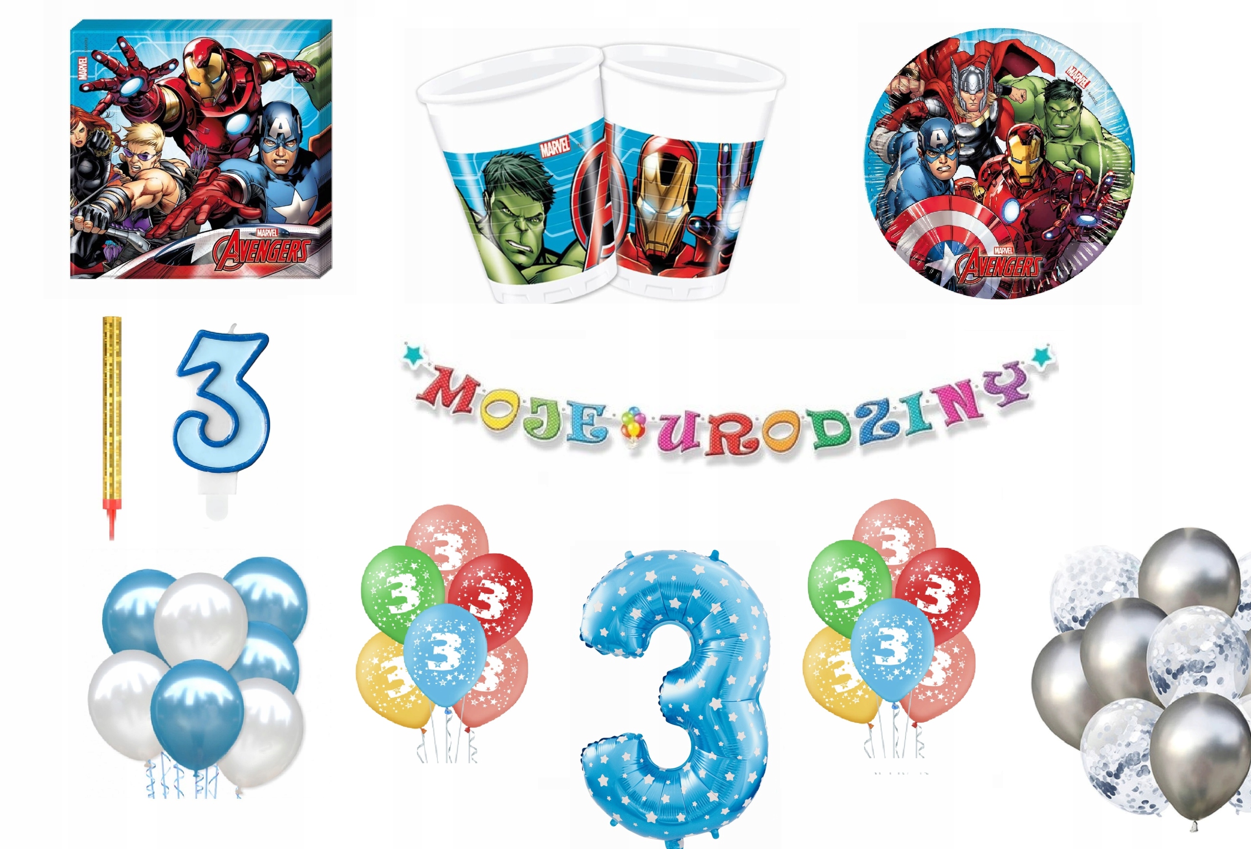 

Zestaw Avengers 3 Urodziny Balony