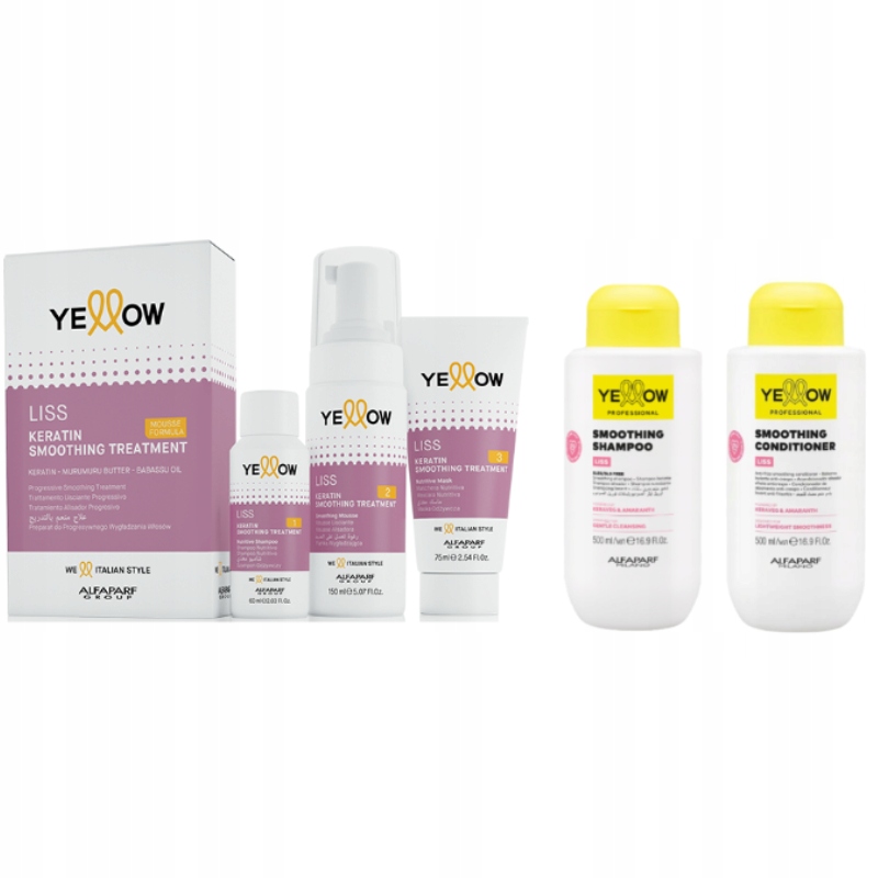 Alfaparf Yellow Liss Keratin sada šampon 500 ml kondicionér 500 ml