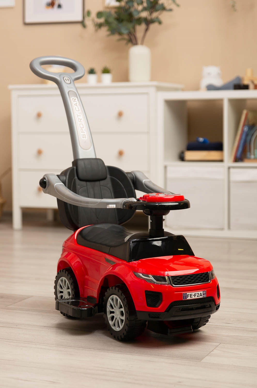 Toyz Sport Car Jeździk z rączką, pojazd, autko z pchaczem, barierka Red