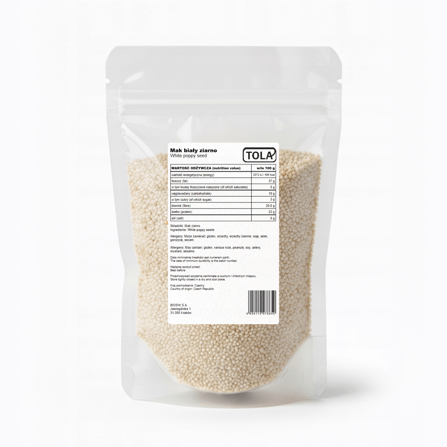 Mak ziarno biały naturalny 10kg do pieczenia, Tola