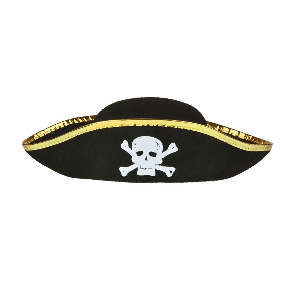 KAPELUSZ PIRATA ROZKŁADANY Z CZASZKĄ TRIKORN PIRACKI CZARNY KARNAWAŁ CZAPKA Model KAPELUSZ PIRATA Z CZASZKĄ