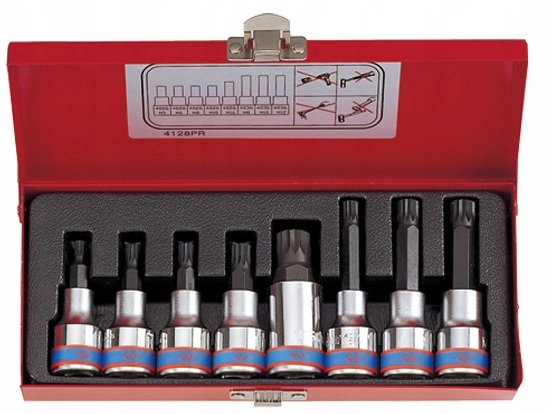 KING TONY Zestaw nasadek 1 2 bit SPLINE M5 M16 8el