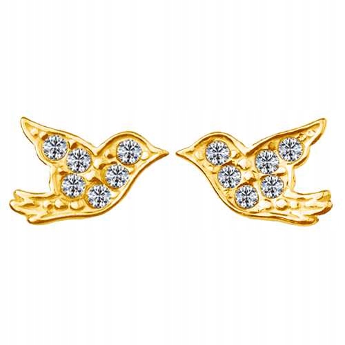 

Złote Kolczyki Sztyfty koliberki Swarovski Srebro