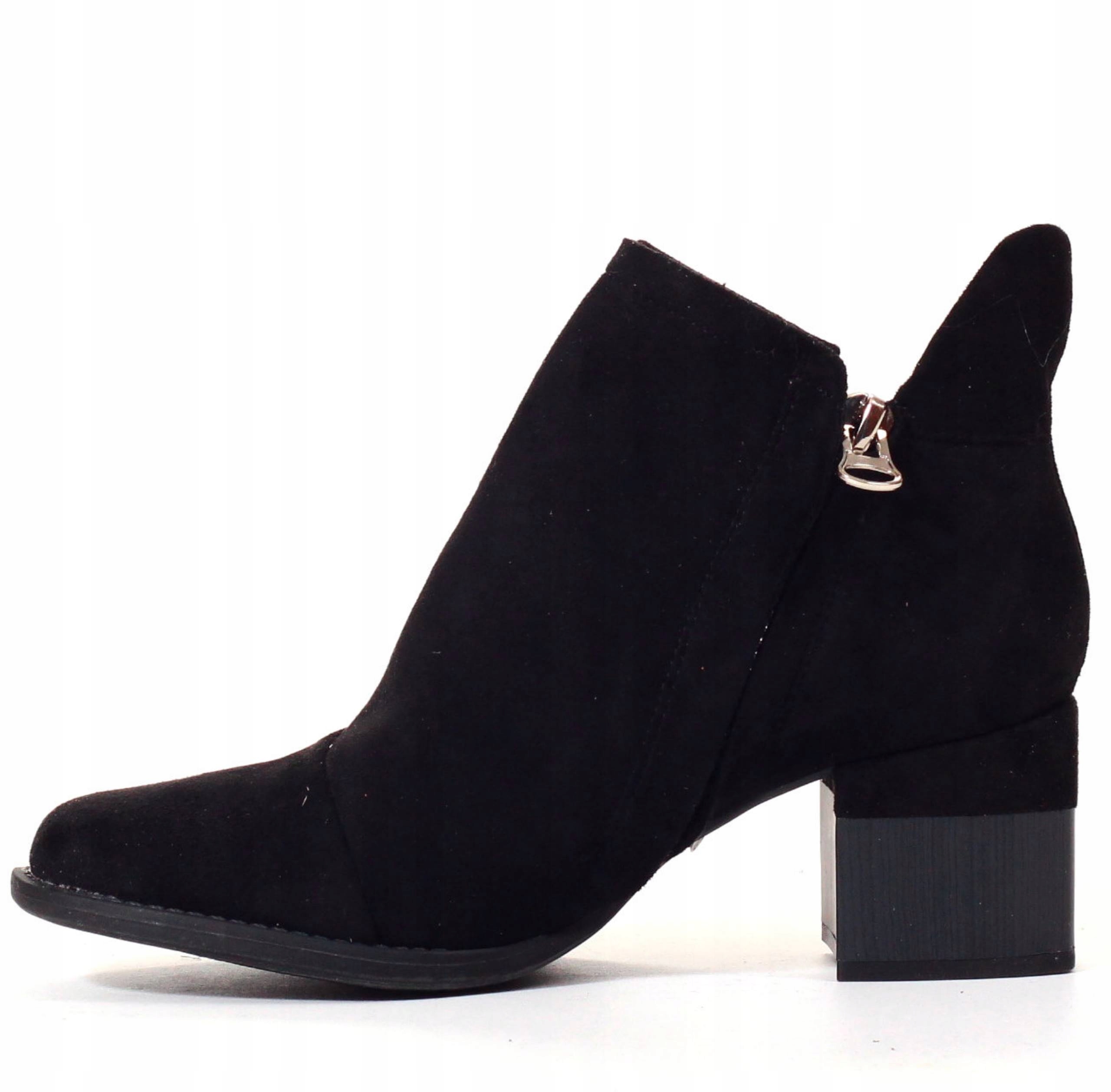 BOTKI BUTY DAMSKIE ELEGANCKIE SŁUPEK Z WYCIĘCIEM Kolekcja wiosna/jesień/zima