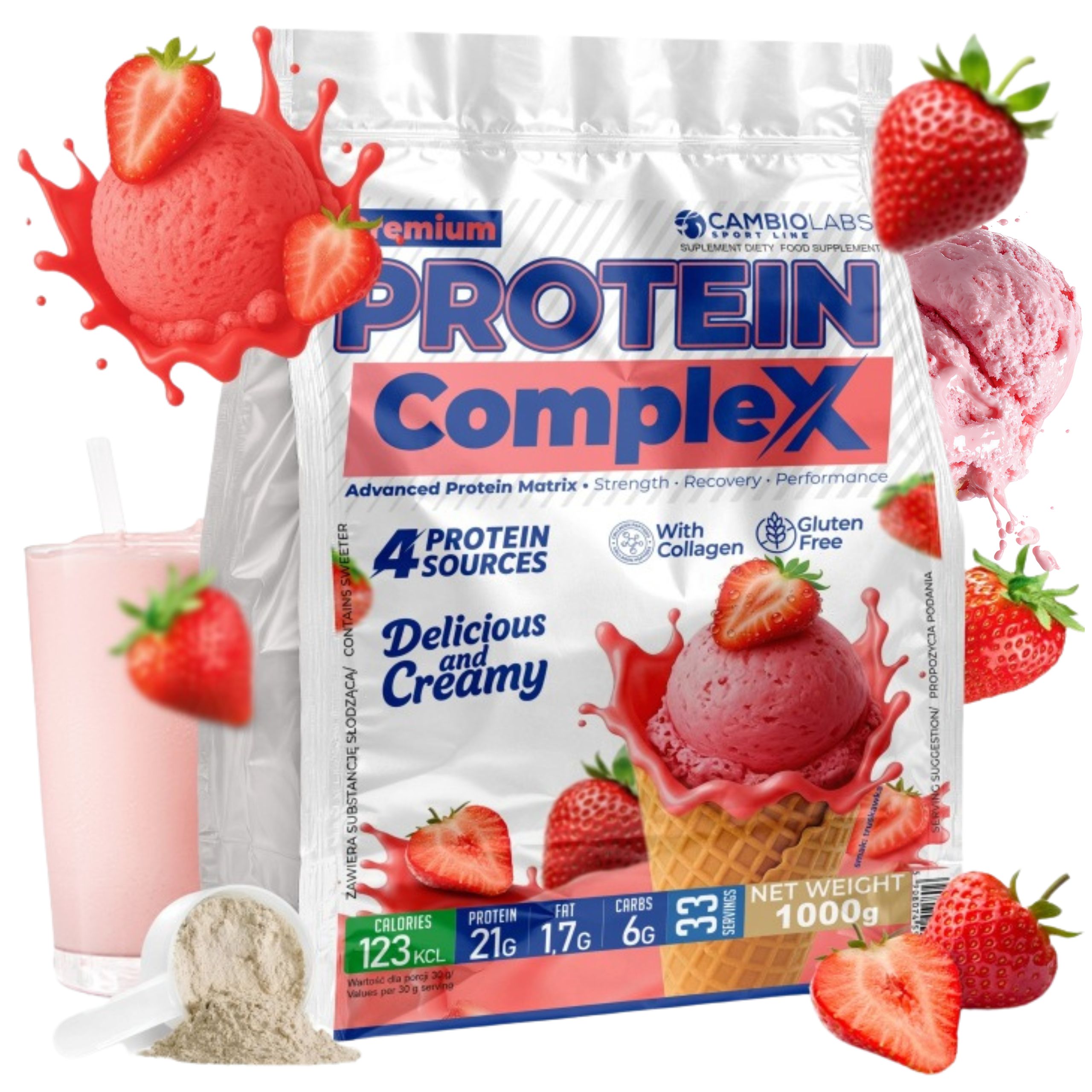 Whey Protein Complex Mix bílkovin Koncentrát Wpc Albumin Kolagen 1000 g