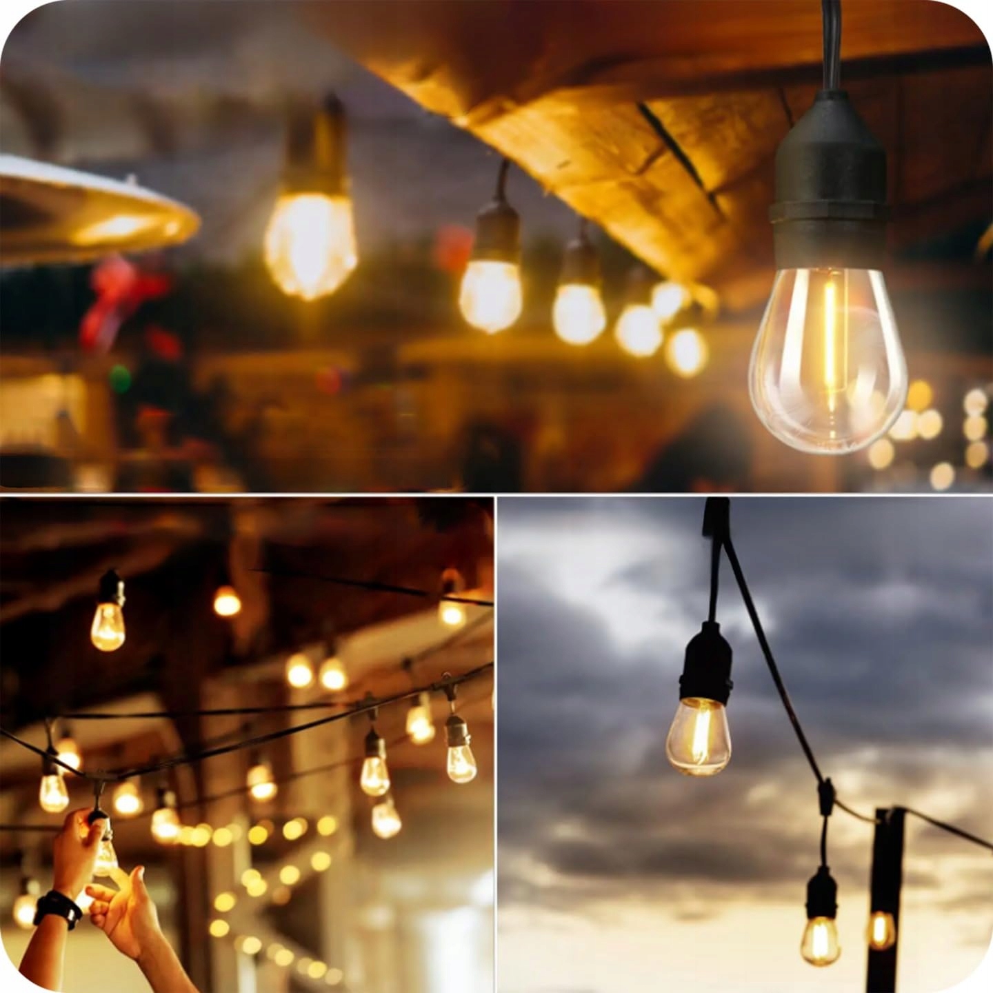 KRUMAD Lampa LED Zewnętrzna 20m E27 Ciepła Biała IP44 Ogród Balkon Taras — miniatura 5