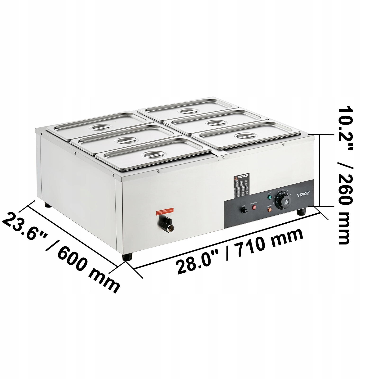 Elektryczny Podgrzewacz żywności 6x7,6L 1500W Marka Vevor