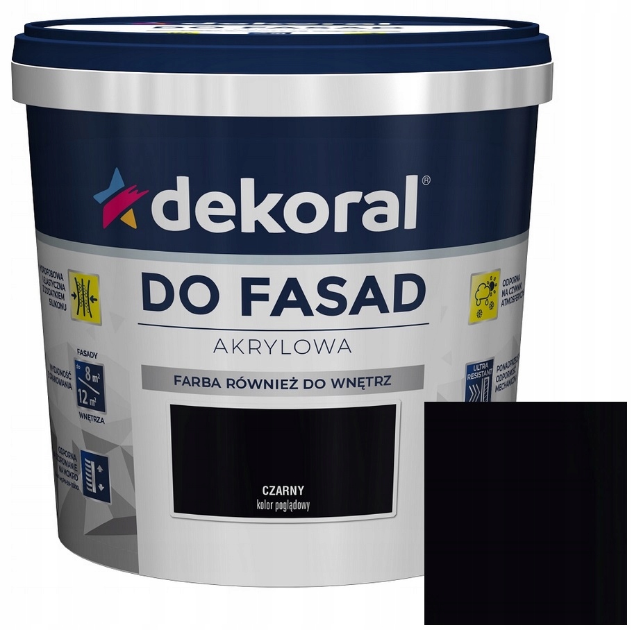 Dekoral Polinit Farba Fasadowa Elewacyjna Zewnętrzna Czarny 5L