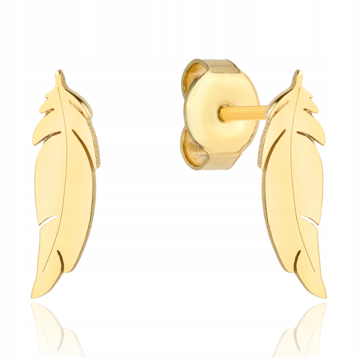 

Złote Kolczyki Sztyft pr333 Piórko Pióro Grawer