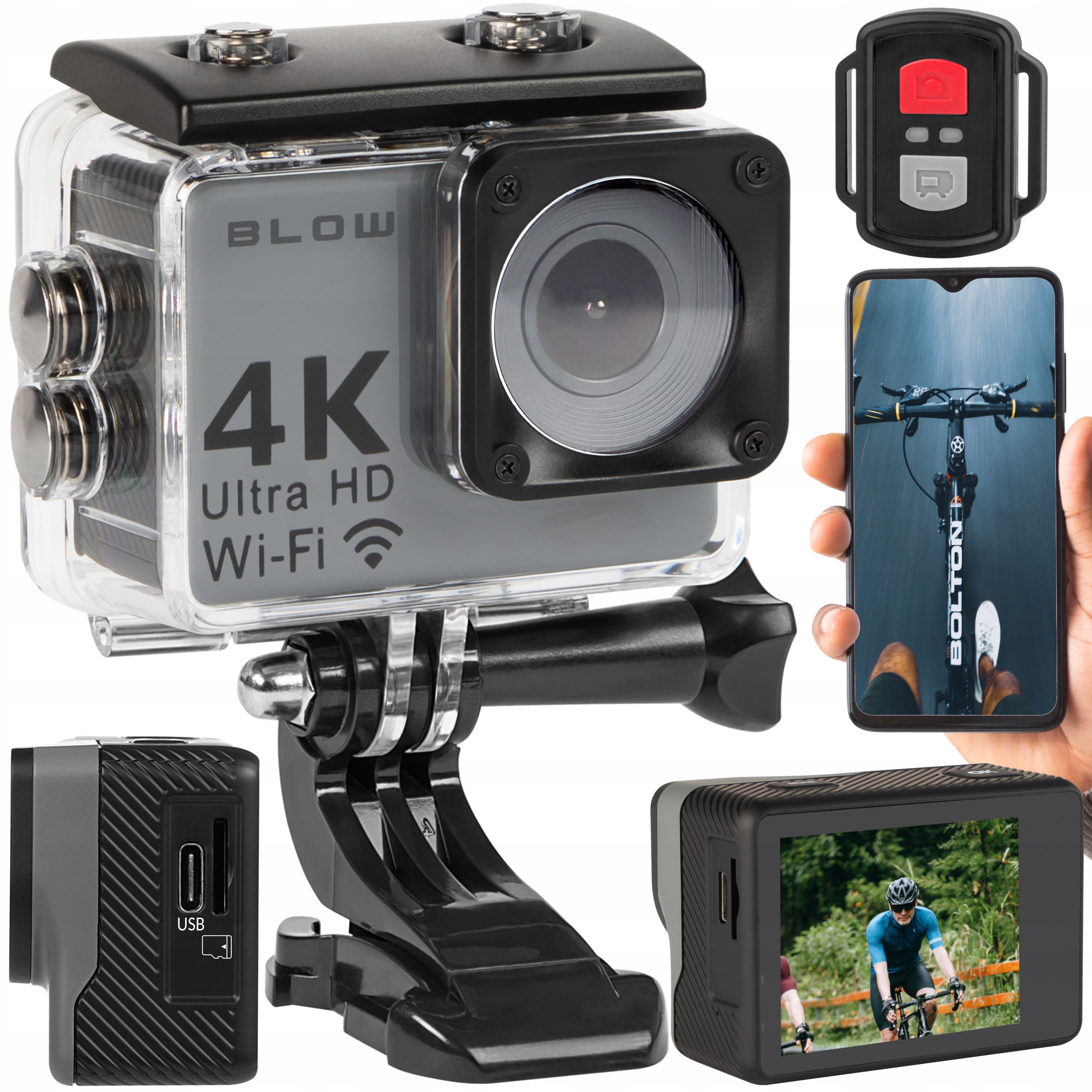 Športová Kamera Go Pro4U 4K Wifi Usb Mikrofón Vodotesná Doplnky Sada