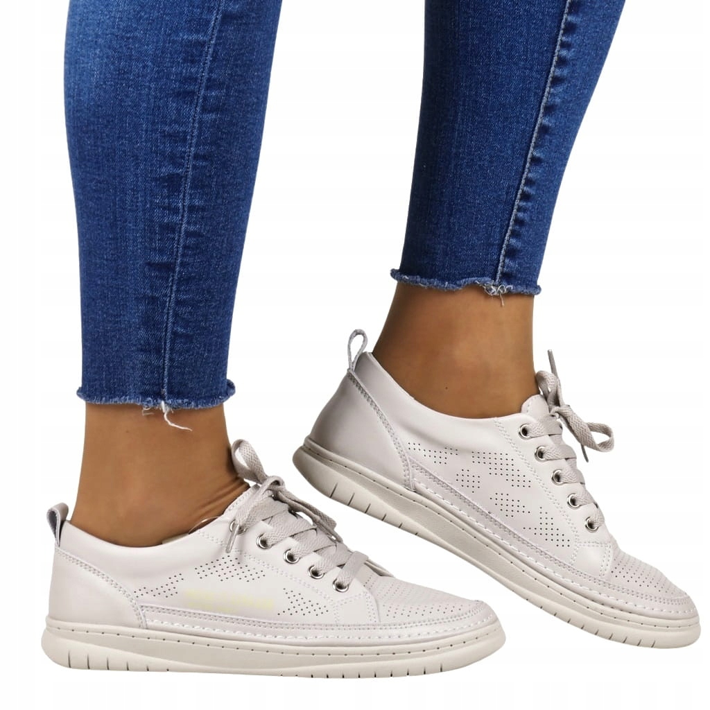 Dámské Polobotky, Kožené Sportovní Tenisky Z Kůže, Šedé A Béžové