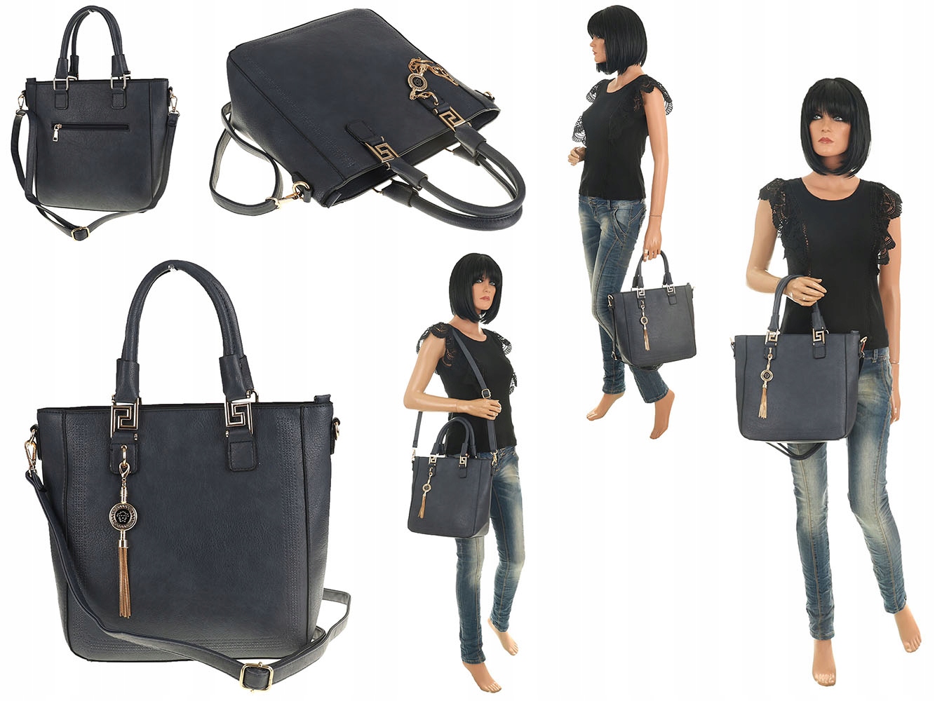 Victoria&Co Torebka Damska granatowa teczka listonoszka H063 blue Płeć kobieta