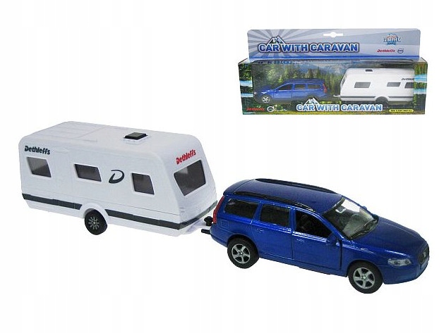 AUTO VOLVO V70 MODEL METALOWE Z CAMPEREM DETHLEFFS Z PRZYCZEPĄ CAMPINGOWĄ