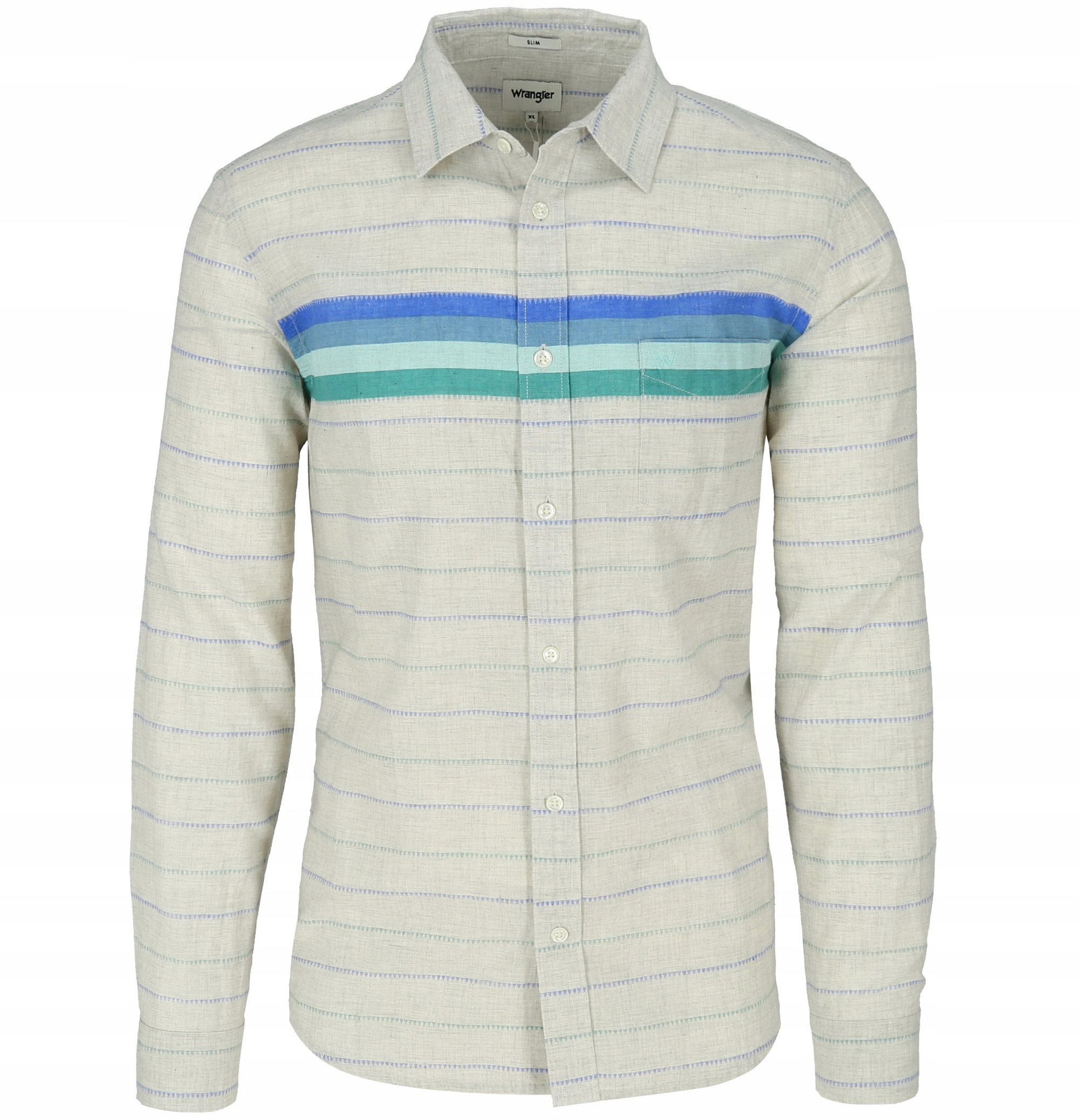 WRANGLER 1PKT SHIRT SLIM FIT KOSZULA PASKI - XXL