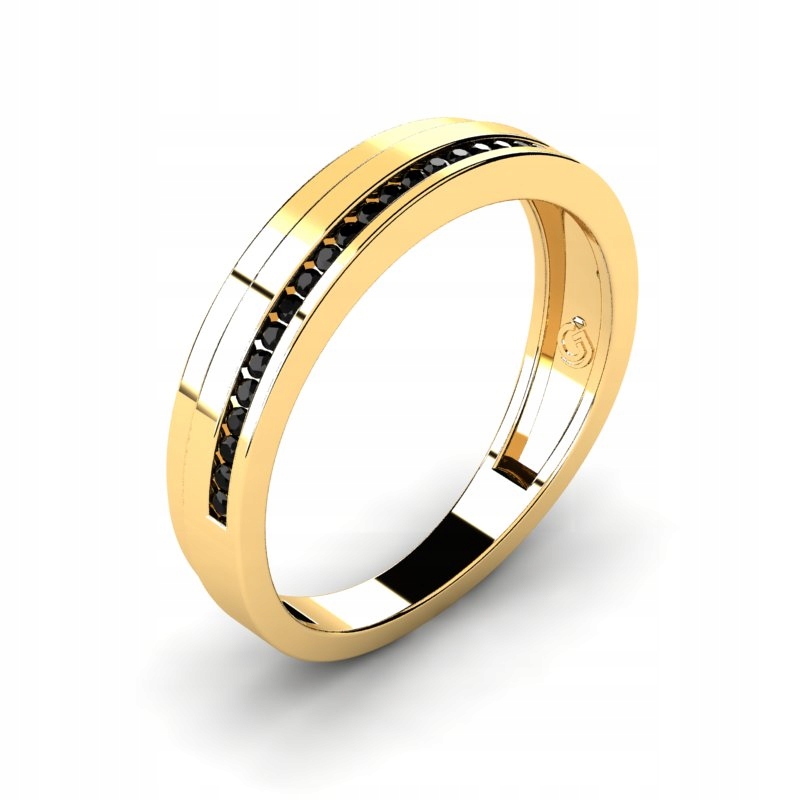 

Szeroki Pierścionek Złoty Z Czarnymi Brylantami