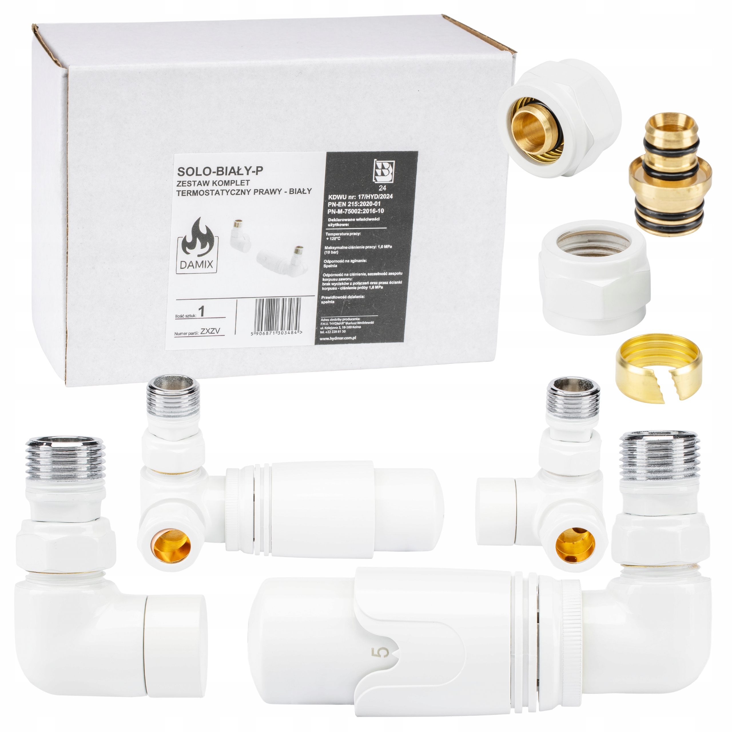 Termostatická Sada Pravá Bílá S Předvolbou A Pexovou Hlavicí