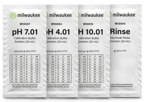 Levně Kalibrační kapaliny pro měřiče Ph 25x 20 ml Milwaukee sáčky 4.0 7.0 10.0