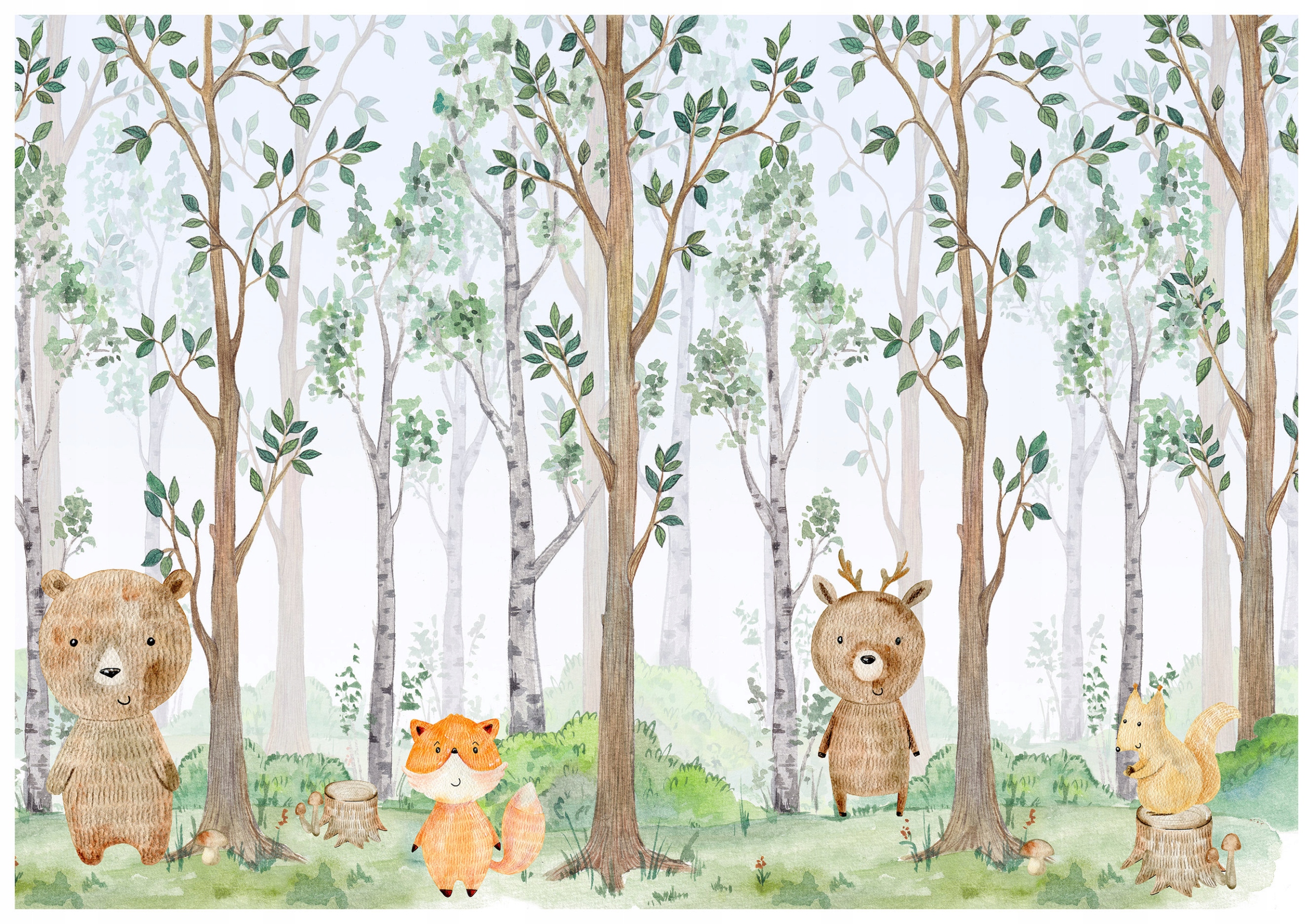 Fototapeta Lesné zvieratá do detskej izby jeleň medvedík 312x219 lepidlo