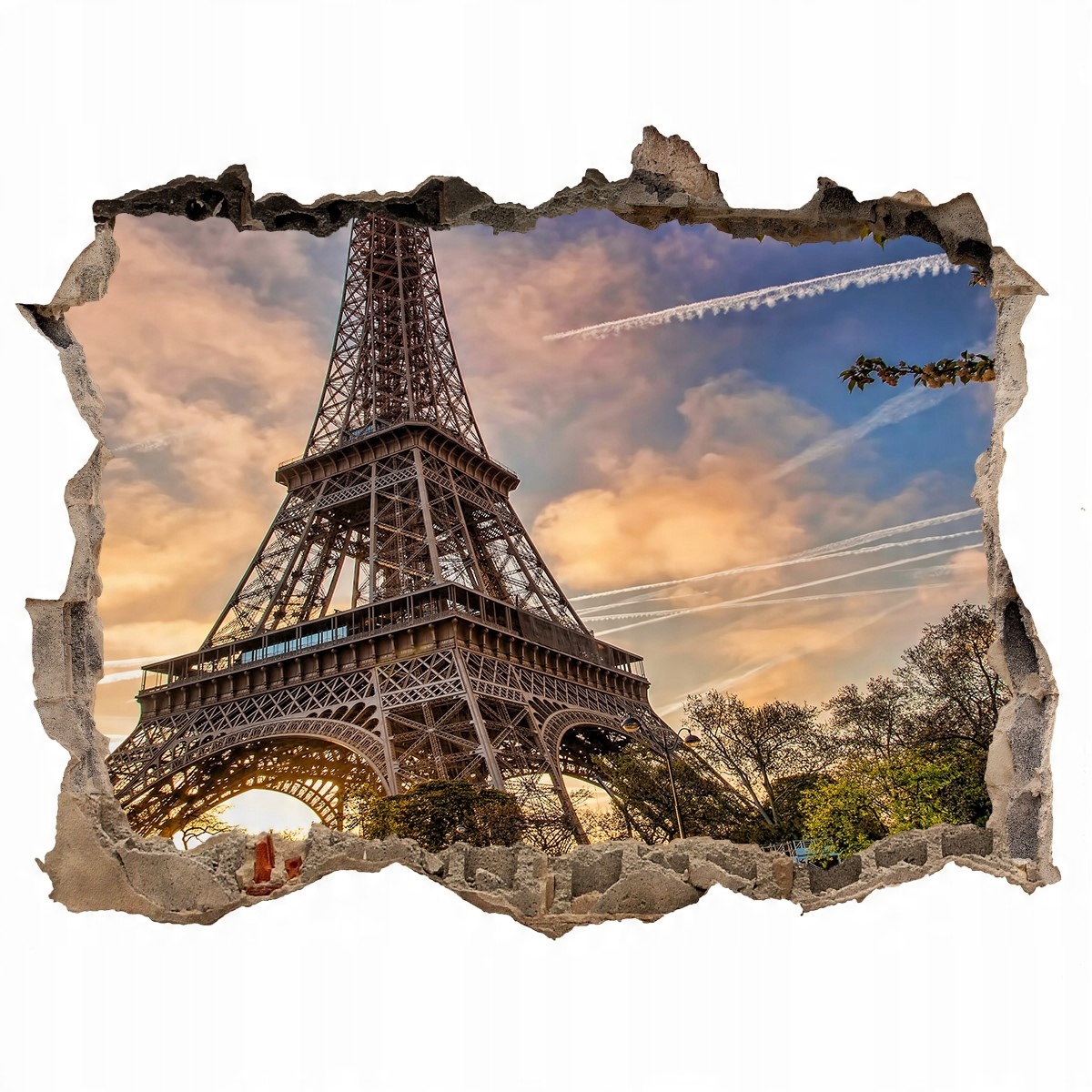 

Fototapeta dziura na ścianę 3d Wieża Eiffla Paryż