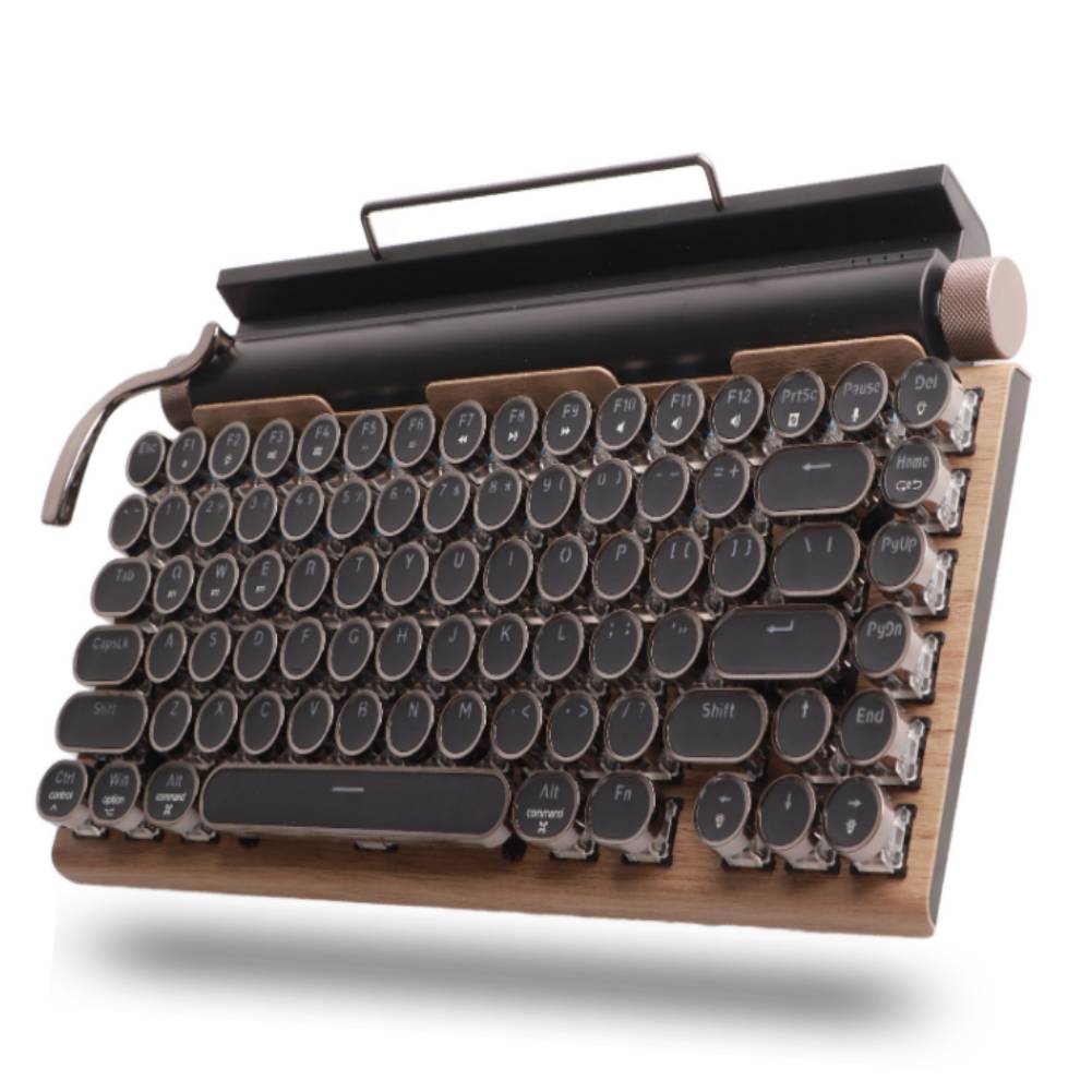 Bezdrátová Retro Mechanická Klávesnice Bluetooth Led 2000 Mah