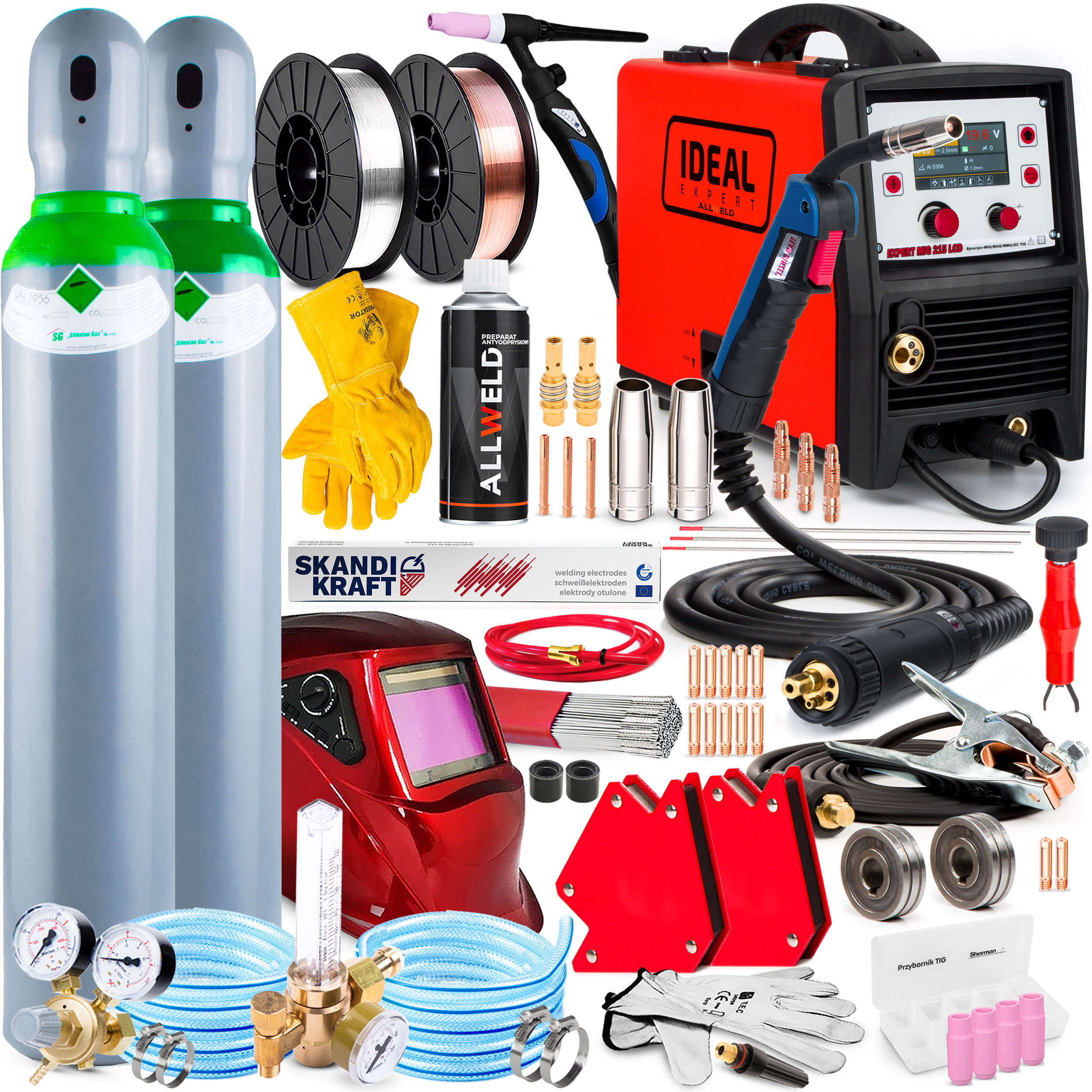 Poloautomatický Svařovací Stroj Ideal Expert Mig 215 LCD Mma Tig 230V 200A Z Hliníku