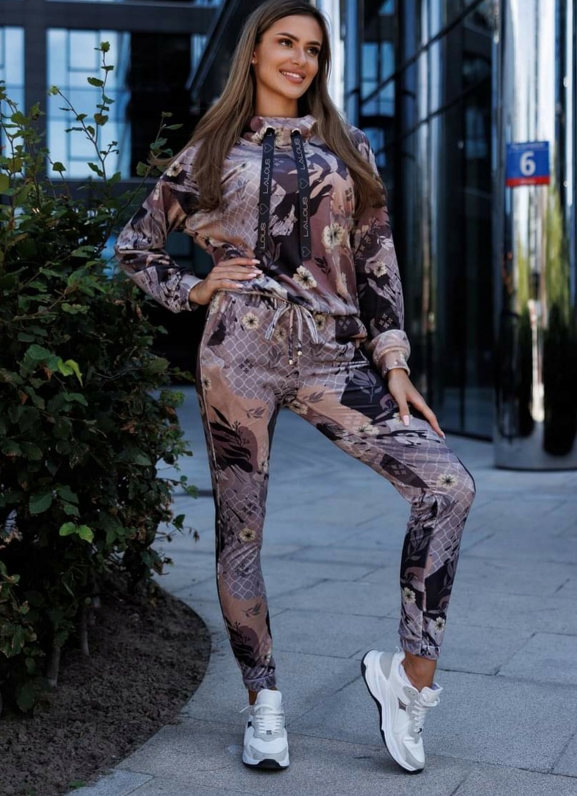 Béžové kalhoty s bronzem Velurové 0367 Lalous vel S