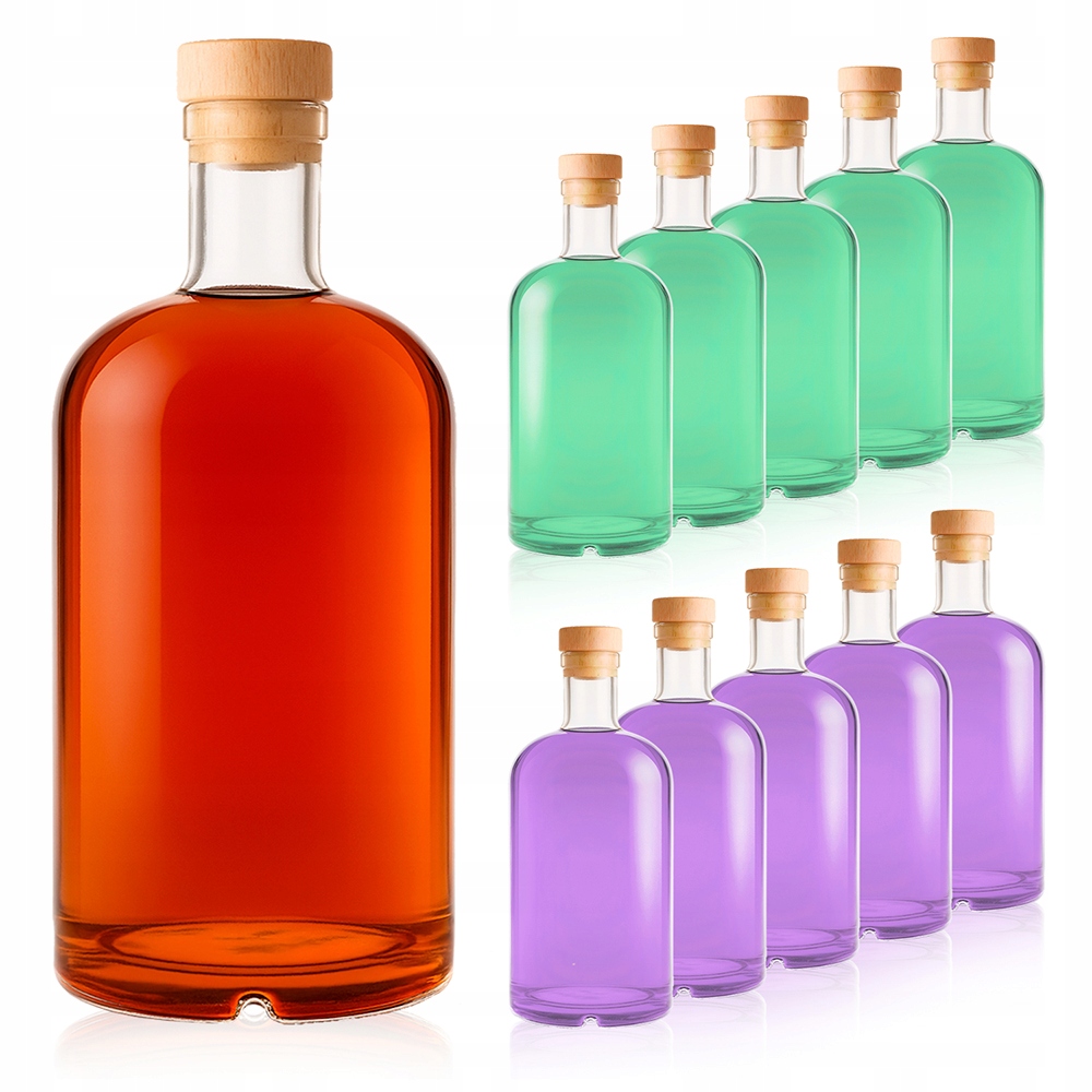 16x Láhev Tadek 1L na likéry, víno, pálenku se Syntetickými Korky