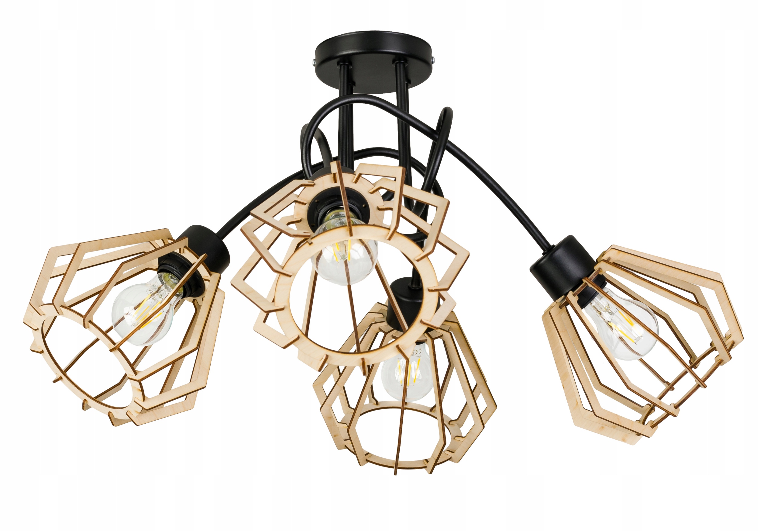 Stropní svítidlo závěsný lustr Loft stropní svítidlo Dřevo