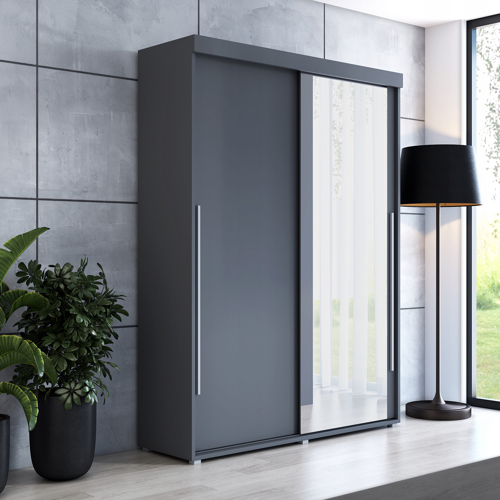 Szafa ROKO SLIM 1 180x202x45,5 cm Przesuwna Lustro Pojemna Kolekcja ROKO SLIM 1