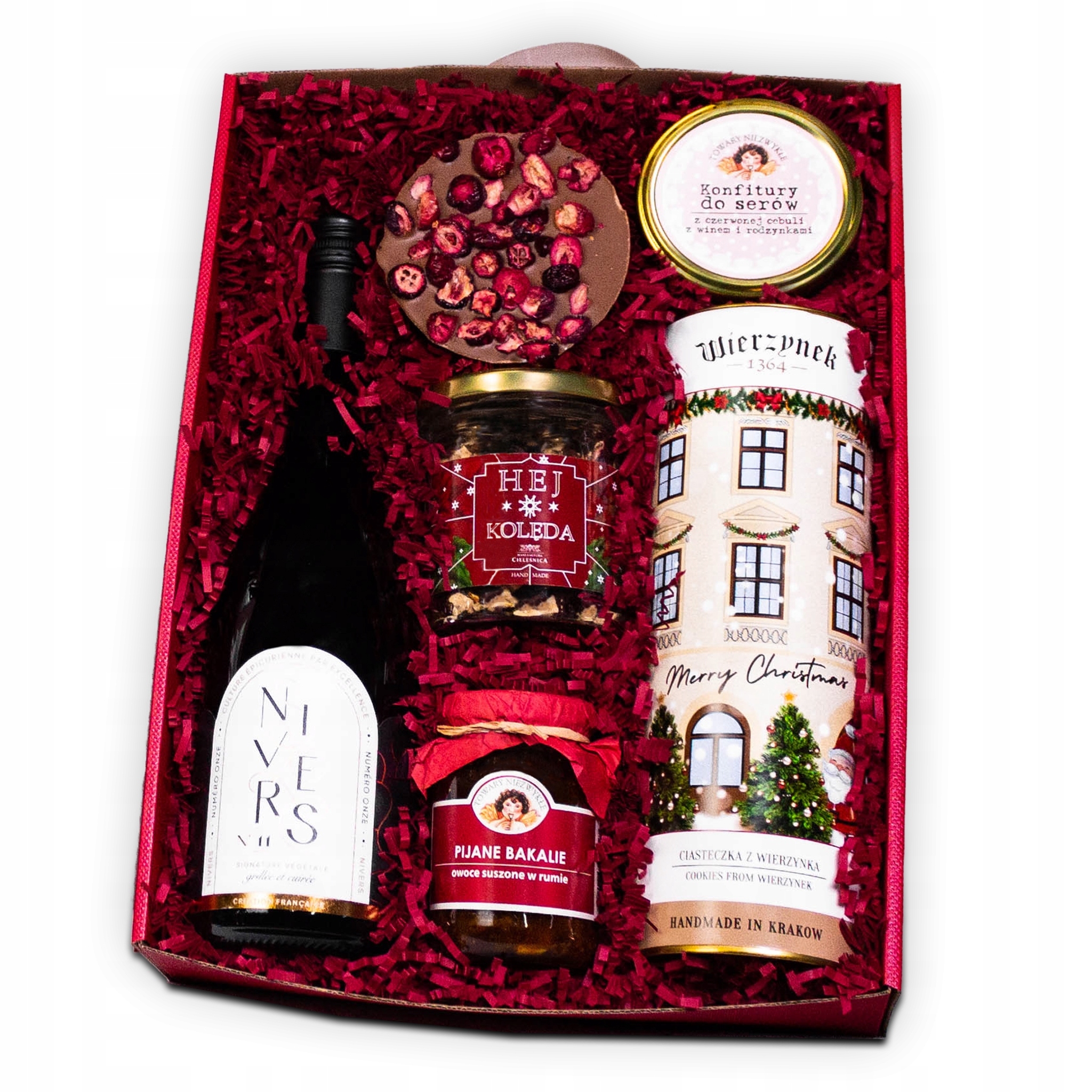 Levně Dárková Krabička s uchem, vánoční Košík čaj , zavařenina , sladkosti