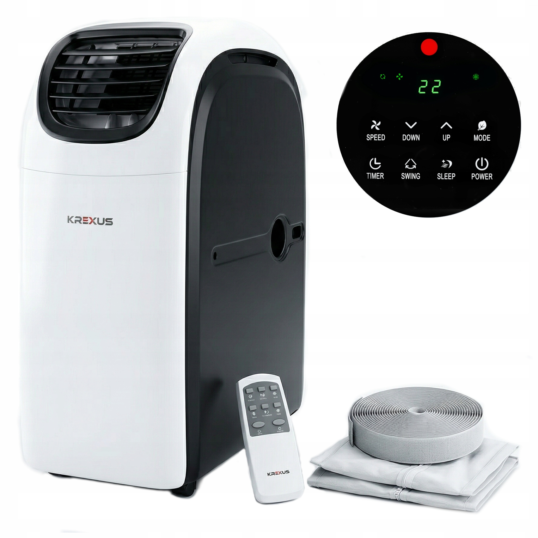 Klimatyzator Przenośny Krexus 12000 Btu 3,5kW Uszczelka Okienna Zestaw 3w1