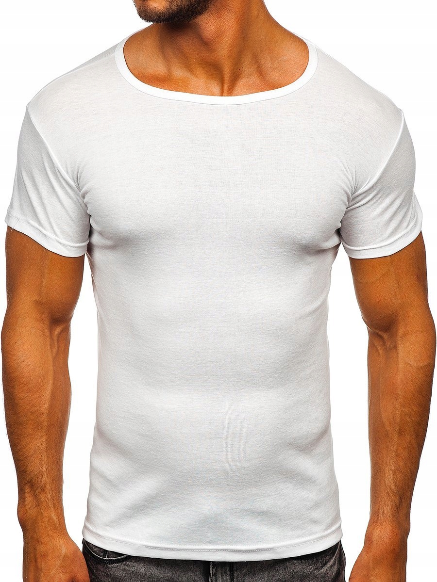 

T-shirt Bez Nadruku Biały NB003 Denley_m