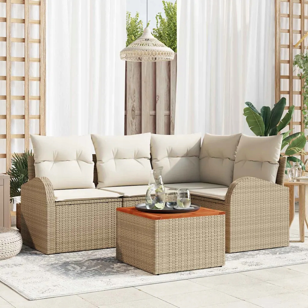 Sada zahradních pohovek 5 pcs Béžovo-bílá Béžová 3356244