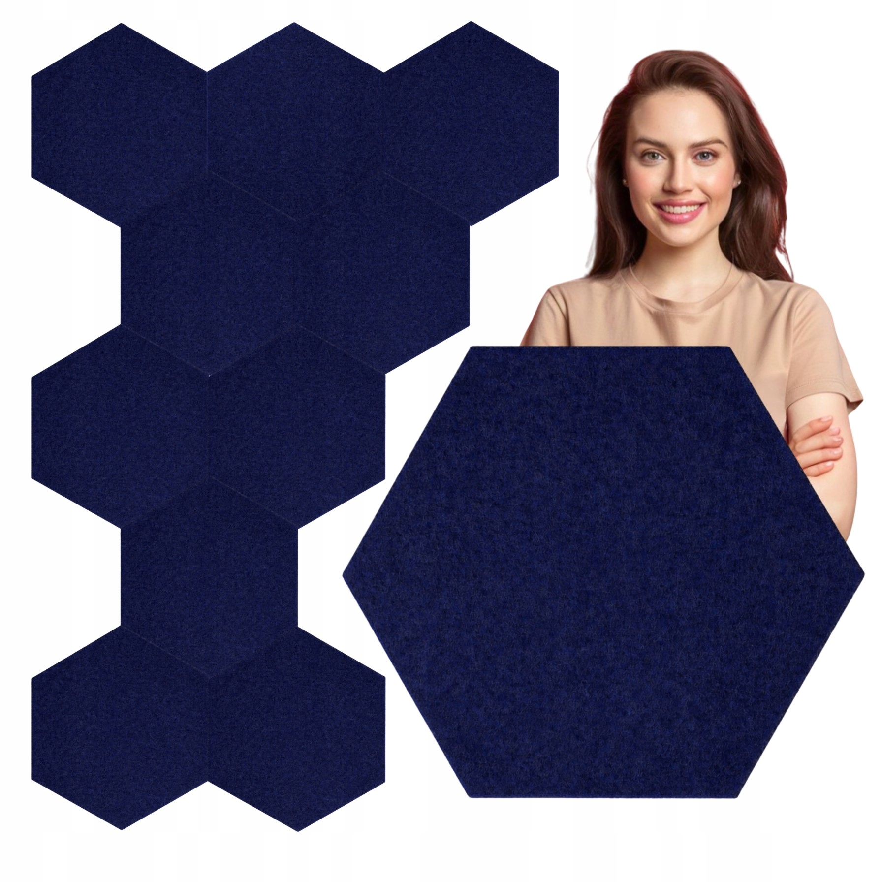 3D plstěné nástěnné panely Hexagon 10 ks samolepicí akustická opěrka hlavy