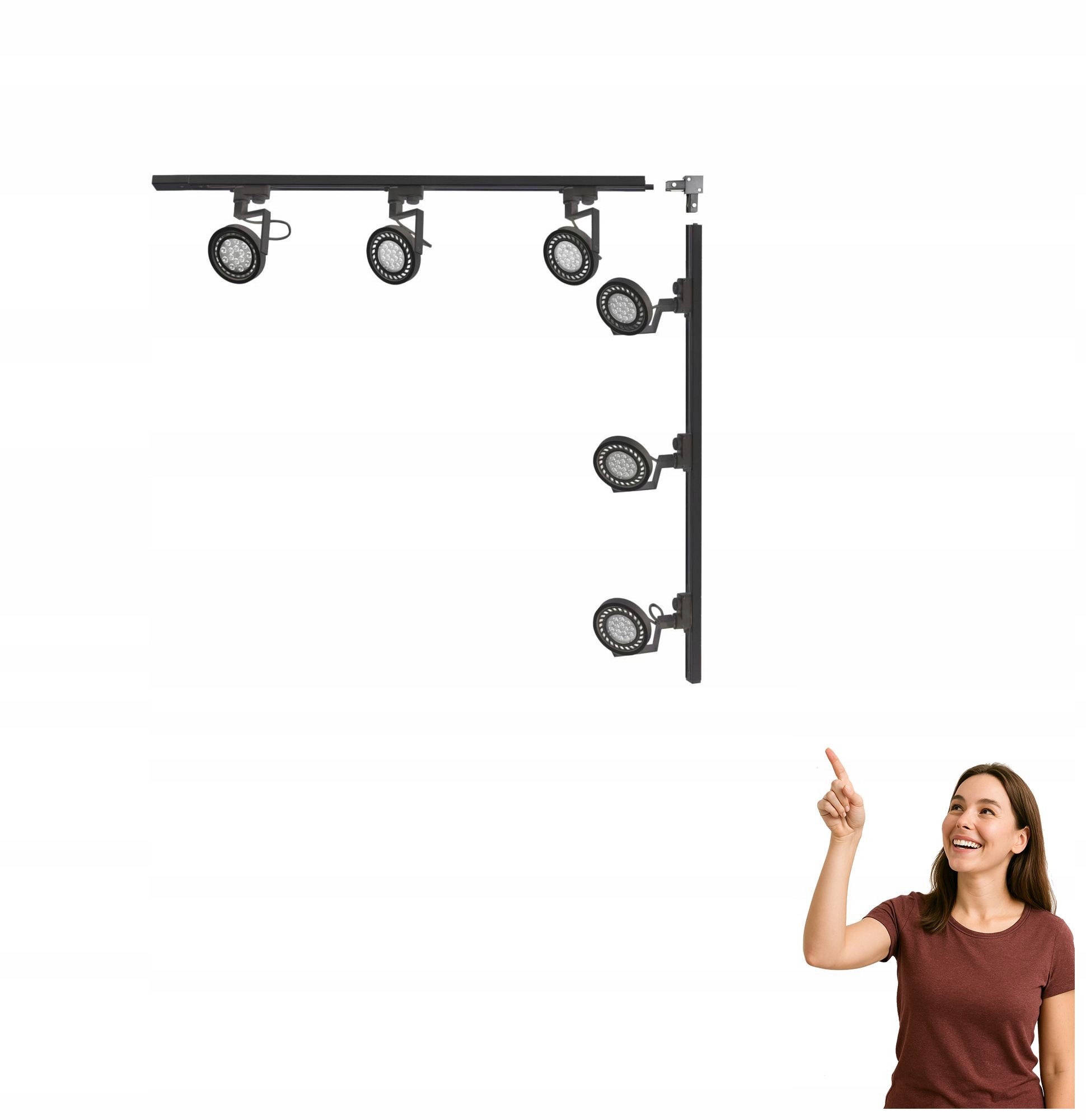 Sada L 1x1 m čierna s reflektormi AR111 1-fázová 3579 Zuma Line