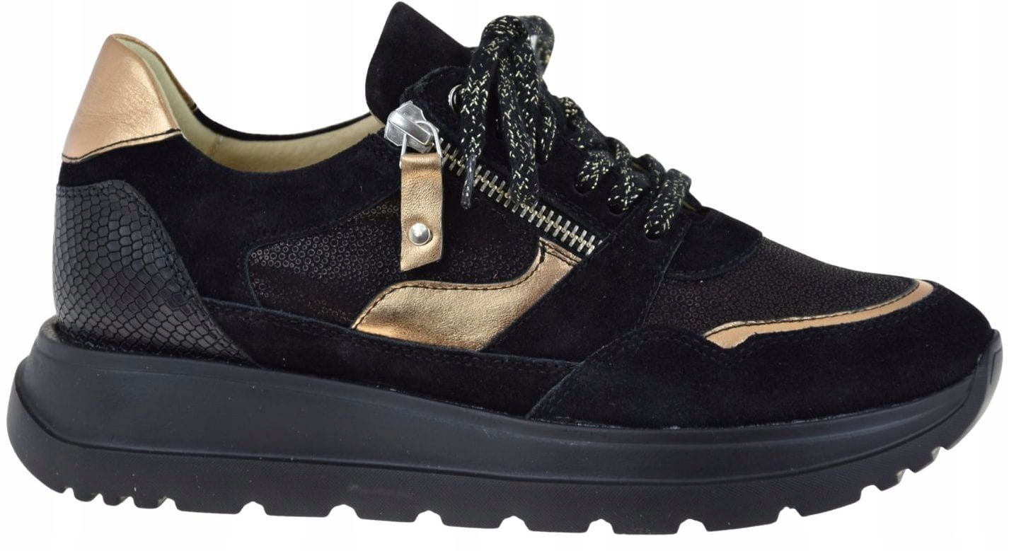 Dámské sportovní polobotky Kampa N1169S2 černé kožené na platformě VEL.40